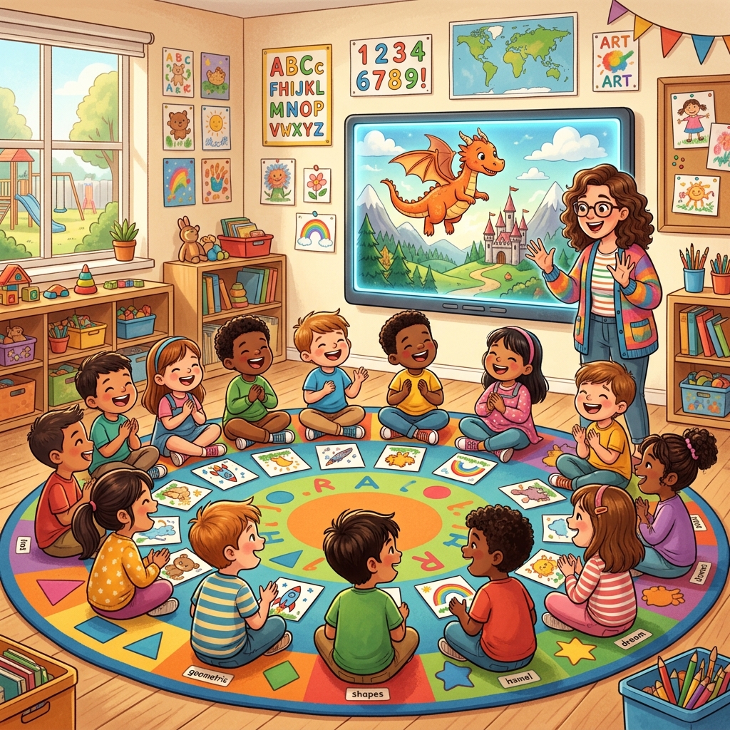 Interactive classroom dream session with children sharing their dreams