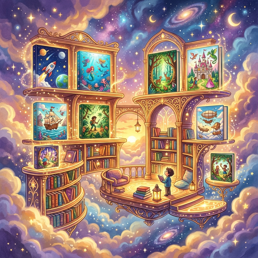 Magical story template library with diverse themes
